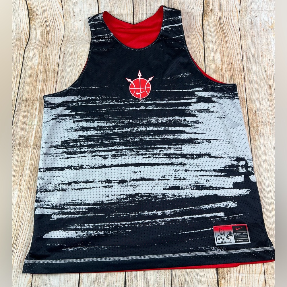 Mens Nike Mesh Basketball Jersey Reversible Red Black DV9606-010 Size Large